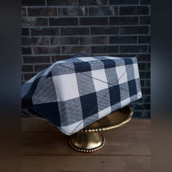 COACH **NWT** Midnight & Cream Buffalo Plaid Tote - Picture 4 of 11